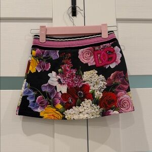 Dolce & Gabbana Kids Floral Skirt - Black with Multicolor